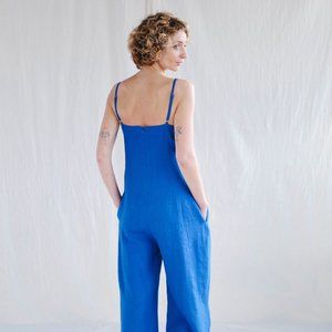 OffOn Clothing Linen Sleeveless Wide Leg Jumpsuit NEW